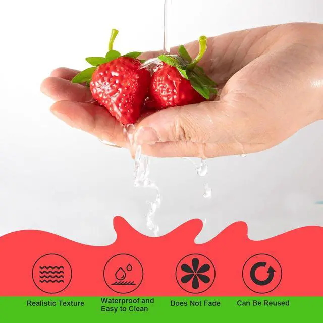 Alt view image 5 of 7 - 25Pcs Fake Strawberry, Artificial Lifelike Plastic Strawberries