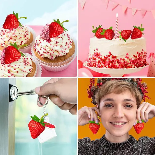 Alt view image 7 of 7 - 25Pcs Fake Strawberry, Artificial Lifelike Plastic Strawberries