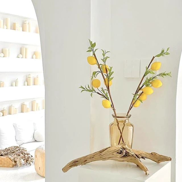 Alt view image 4 of 7 - 3 Pcs Artificial Lemon Decor 19" Yellow Fake Lemons Branch Beautiful