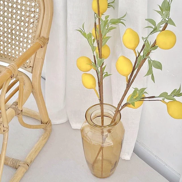 Alt view image 5 of 7 - 3 Pcs Artificial Lemon Decor 19" Yellow Fake Lemons Branch Beautiful