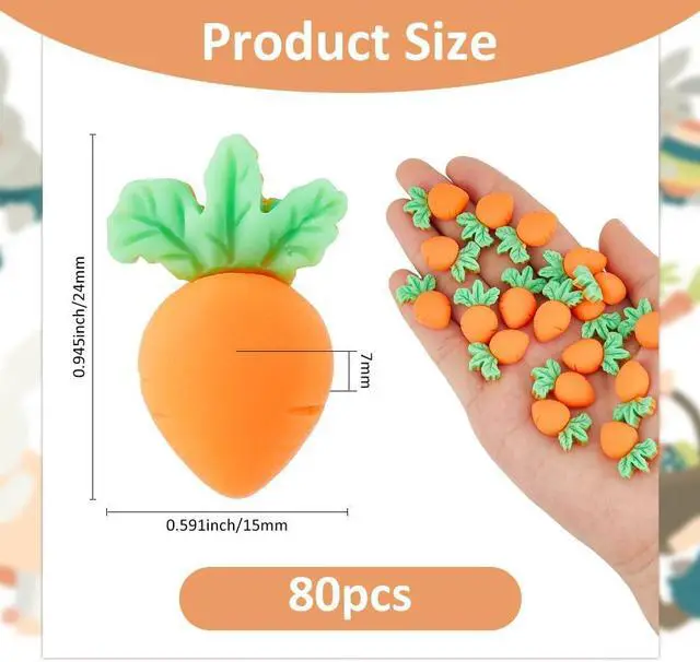 Alt view image 2 of 6 - SUPERFINDINGS 80Pcs Mini Carrot Cabochons Resin Easter Carrot Embellishments Vegetables Ornaments Decorative Bunny Carrots Carrot Flatbacks Ornaments for Home Kitchen Party DIY Decor