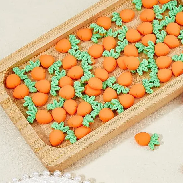 Alt view image 4 of 6 - SUPERFINDINGS 80Pcs Mini Carrot Cabochons Resin Easter Carrot Embellishments Vegetables Ornaments Decorative Bunny Carrots Carrot Flatbacks Ornaments for Home Kitchen Party DIY Decor