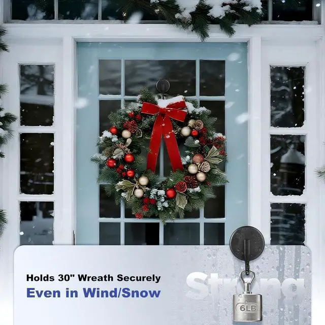 Alt view image 2 of 7 - OUTXE Suction Cup Wreath Hanger, Upgraded Reef Hook
