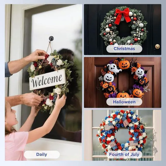 Alt view image 6 of 7 - OUTXE Suction Cup Wreath Hanger, Upgraded Reef Hook