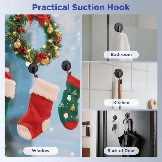 Alt view image 7 of 7 - OUTXE Suction Cup Wreath Hanger, Upgraded Reef Hook