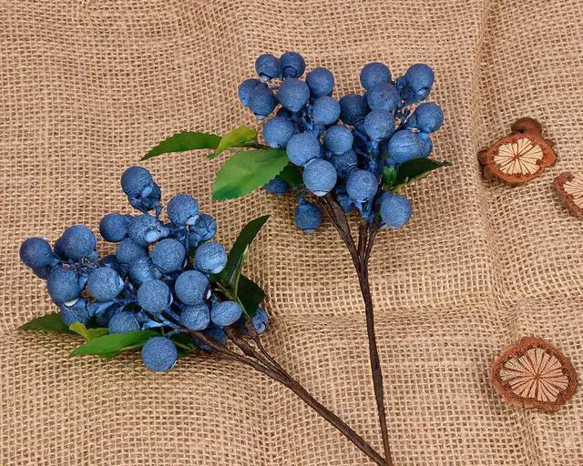Alt view image 7 of 7 - DS. DISTINCTIVE STYLE Artificial Blueberries 4 Pieces Lifelike Faux Fruit Berries Fake Flowers for Decoration (Blue)