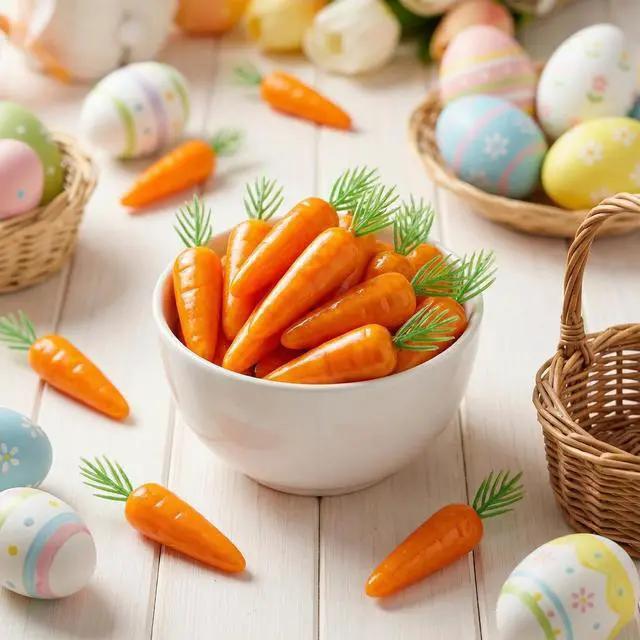 Alt view image 6 of 7 - jiebor 40 Pcs Artificial Foam Fake Carrot Ornaments for Easter Home 2.5inch