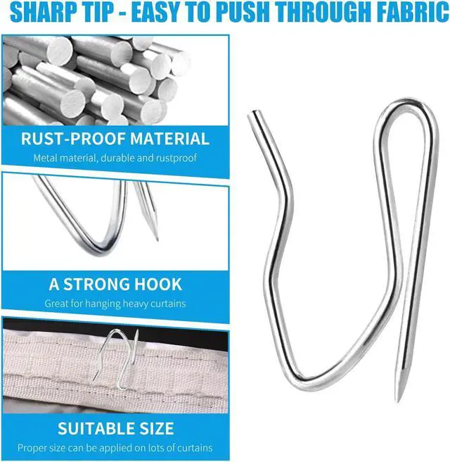 Alt view image 4 of 7 - Sopito 58Pcs Curtain Hooks for Door Window Shower Curtain, Silver White
