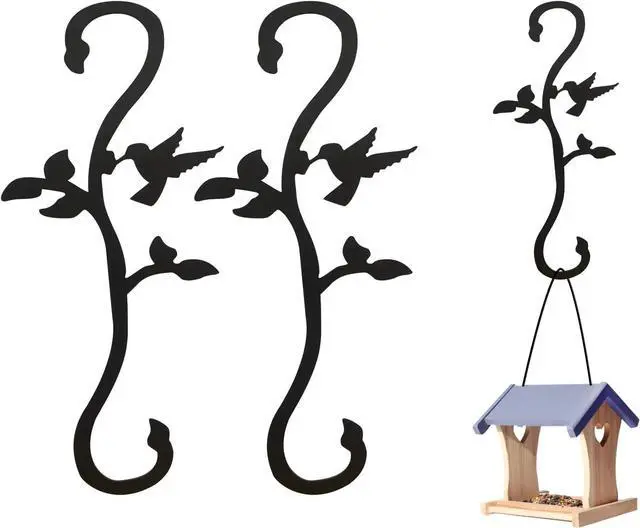 Main image of Hummingbird Bird Feeder Hanger Hooks for Outdoors Hanging, Shepherds Hanging Plant Hooks, S Garden Fence Hooks for House, Wind Chimes, Flower Basket(2PCS)