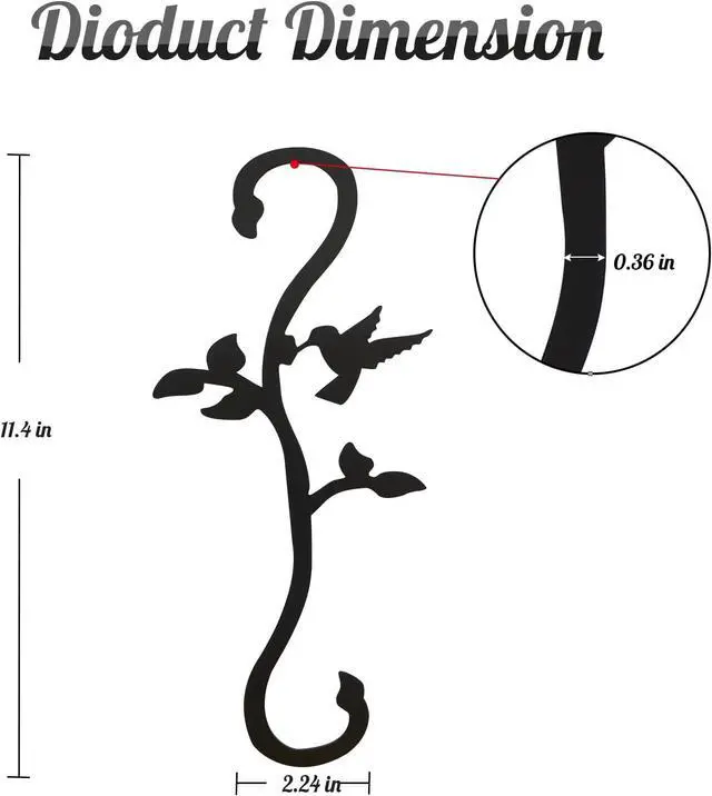 Alt view image 2 of 7 - Hummingbird Bird Feeder Hanger Hooks for Outdoors Hanging, Shepherds Hanging Plant Hooks, S Garden Fence Hooks for House, Wind Chimes, Flower Basket(2PCS)