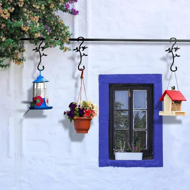 Alt view image 7 of 7 - Hummingbird Bird Feeder Hanger Hooks for Outdoors Hanging, Shepherds Hanging Plant Hooks, S Garden Fence Hooks for House, Wind Chimes, Flower Basket(2PCS)