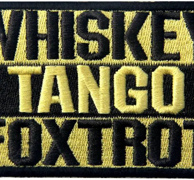 Alt view image 2 of 3 - Whiskey Tango Foxtrot ACU Tactical Combat Emblem Embroidered Morale Hook & Loop Patch