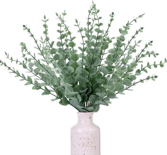Main image of CEWOR 24pcs Eucalyptus Stems Artificial Eucalyptus Leaves Fake Greenery Branches Fake Flowers for Wedding Centerpiece Spring Easter Farmhouse Home Decoration