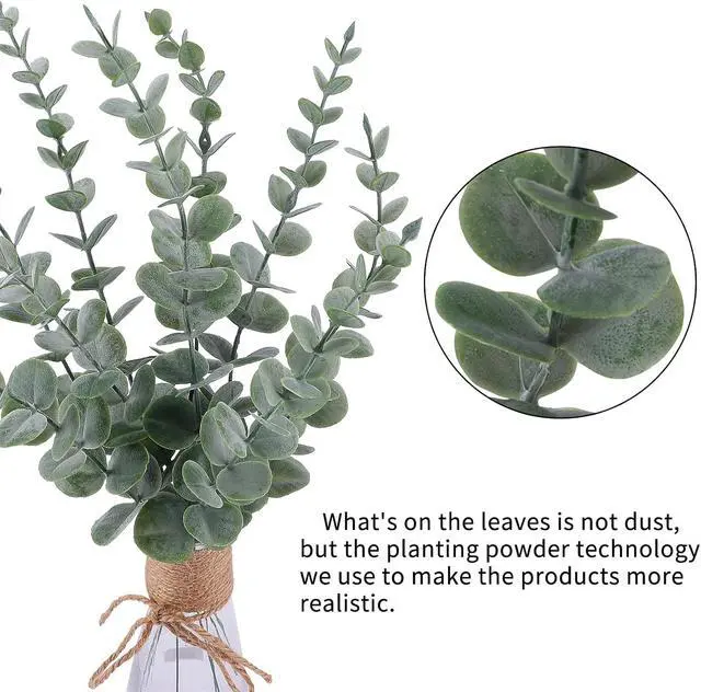 Alt view image 3 of 6 - CEWOR 24pcs Eucalyptus Stems Artificial Eucalyptus Leaves Fake Greenery Branches Fake Flowers for Wedding Centerpiece Spring Easter Farmhouse Home Decoration