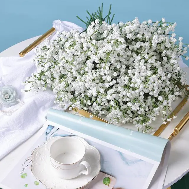 Alt view image 2 of 7 - 21'' Babys Breath Artificial Flowers 6Pcs White Gypsophila Faux Flowers