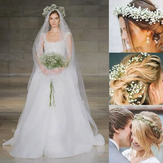 Alt view image 4 of 7 - 21'' Babys Breath Artificial Flowers 6Pcs White Gypsophila Faux Flowers