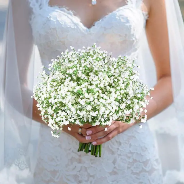 Alt view image 7 of 7 - 21'' Babys Breath Artificial Flowers 6Pcs White Gypsophila Faux Flowers