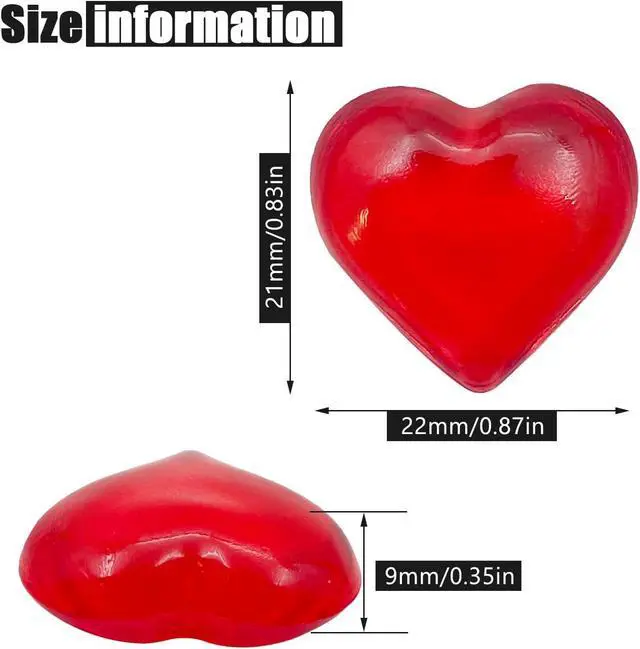 Alt view image 3 of 6 - 200pcs 3D Red Acrylic Heart, 22 mm Acrylic Hearts, Valentine's Day Decor, Plastic Heart Vase Filler Table Decor Red