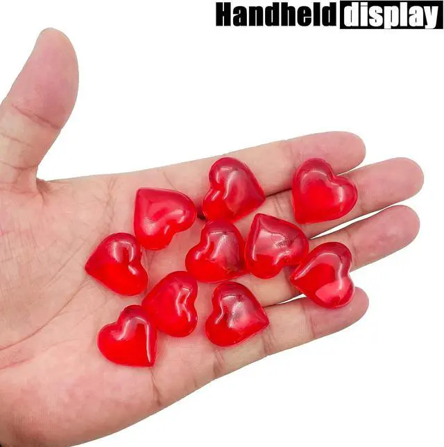 Alt view image 2 of 6 - 200pcs 3D Red Acrylic Heart, 22 mm Acrylic Hearts, Valentine's Day Decor, Plastic Heart Vase Filler Table Decor Red