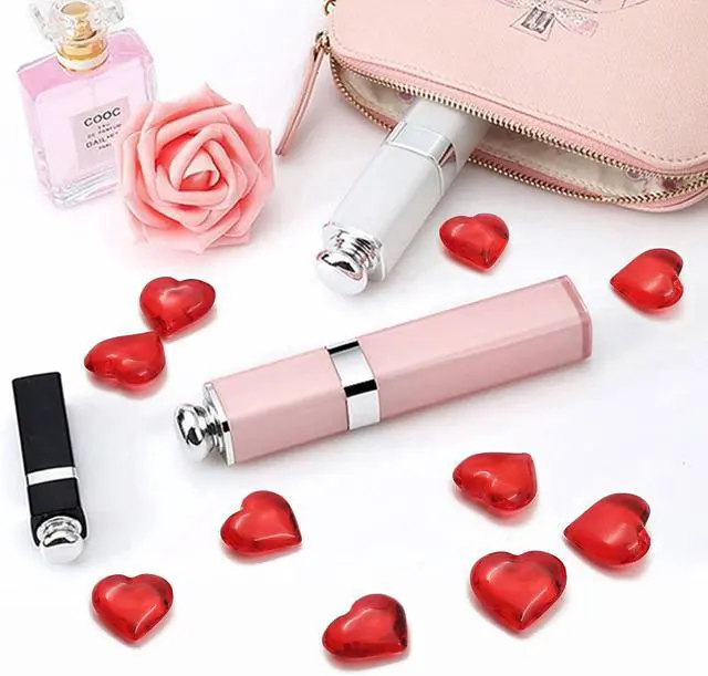 Alt view image 5 of 6 - 200pcs 3D Red Acrylic Heart, 22 mm Acrylic Hearts, Valentine's Day Decor, Plastic Heart Vase Filler Table Decor Red