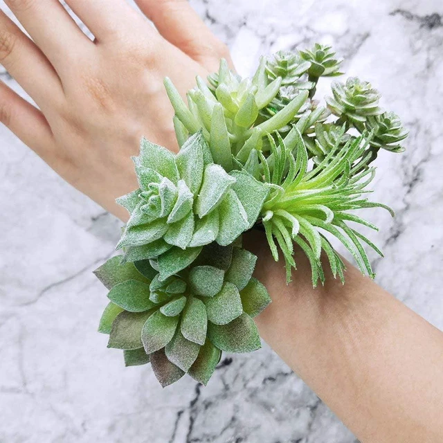 Alt view image 6 of 7 - Supla 11 Pcs Mini Artificial Succulents Picks Unpotted Faux Succulent Assortment in Flocked Green in Different Type Different Size Succulents Echeveria Agave Floral Arrangement Mother Day' s Gift