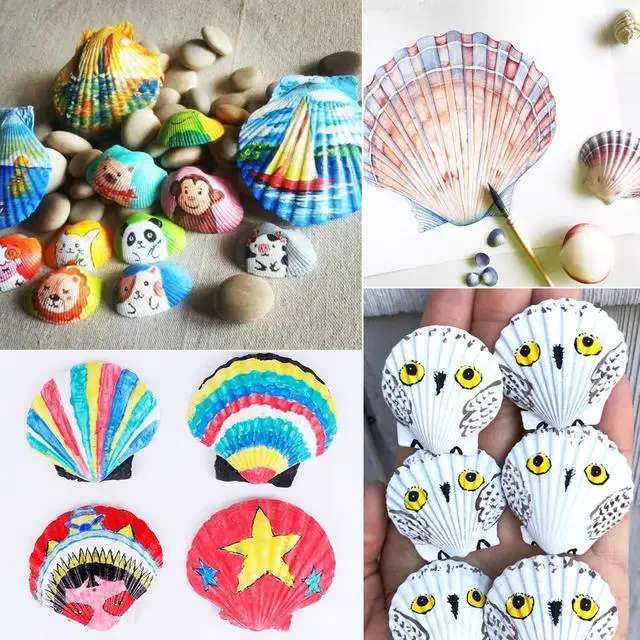 Alt view image 3 of 7 - Jangostor 48 PCS Scallop Shells Natural Seashell, 1.5" to 2" White Scallop Shells Small Seashells for Crafts Wedding Decor Beach Theme Party, Fish Tank and Vase Filler