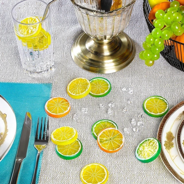 Alt view image 4 of 7 - 300 Pce Clear Fake Crushed Ice Cube Rock and 20 Pcs Simulation Lemon Slices