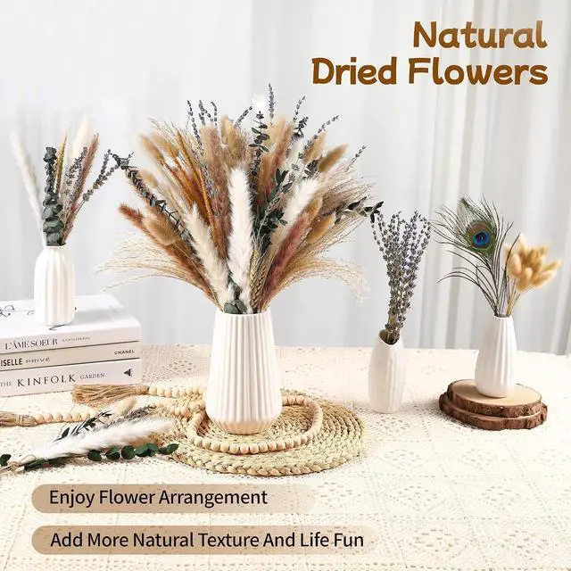 Alt view image 2 of 6 - Bpole Dried Pampas Grass Bouquet -92 Pcs 11-13inch 9 Styles Boho Decor