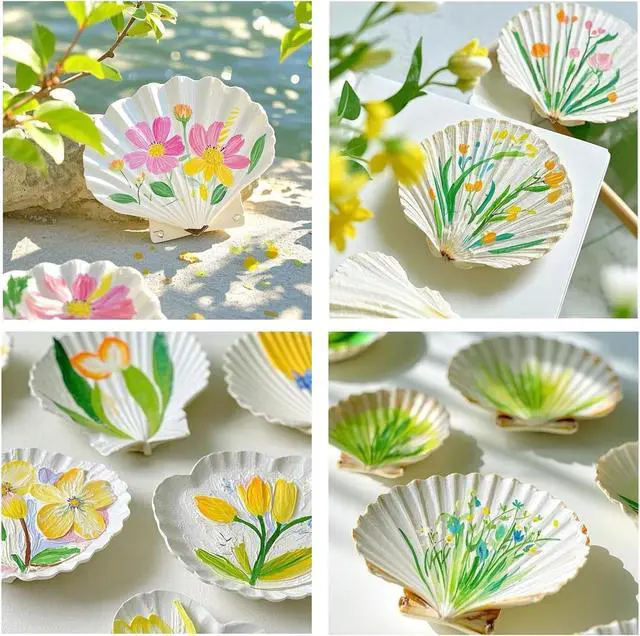 Alt view image 7 of 7 - Large Natural Sea Shells 4''-5'' White Scallop Shells 8PCS for DIY Craft Making, Baking, Hand Painting, Ocean Themed Party and Home Decor