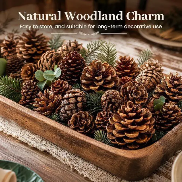 Alt view image 4 of 7 - JOHOUSE 18 PCS Hanging Natural Pine Cones (1.5" - 2.5"), Rustic Pinecones