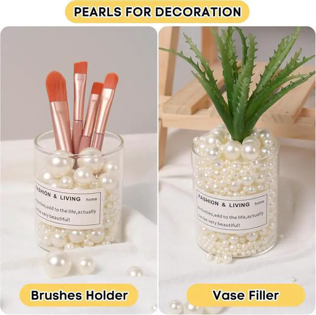Alt view image 4 of 6 - 1300PCS Pearls for Vase Filler,Ivory Pearl Beads with No Hole