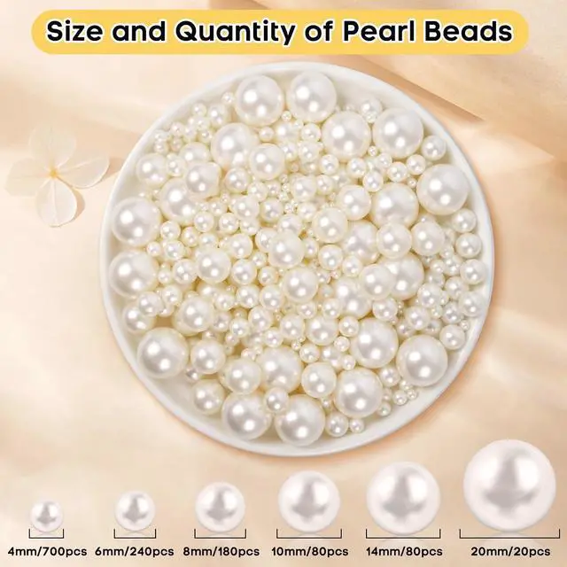Alt view image 2 of 6 - 1300PCS Pearls for Vase Filler,Ivory Pearl Beads with No Hole
