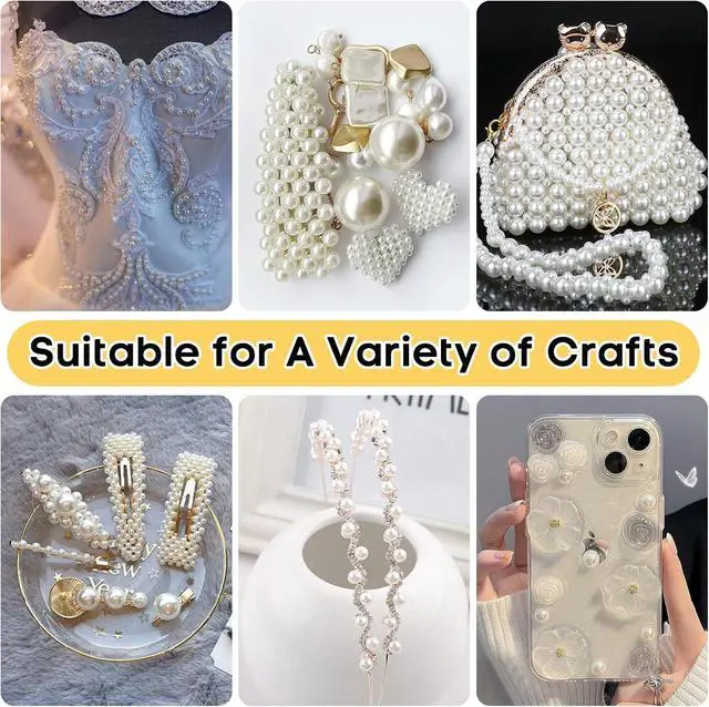 Alt view image 6 of 6 - 1300PCS Pearls for Vase Filler,Ivory Pearl Beads with No Hole