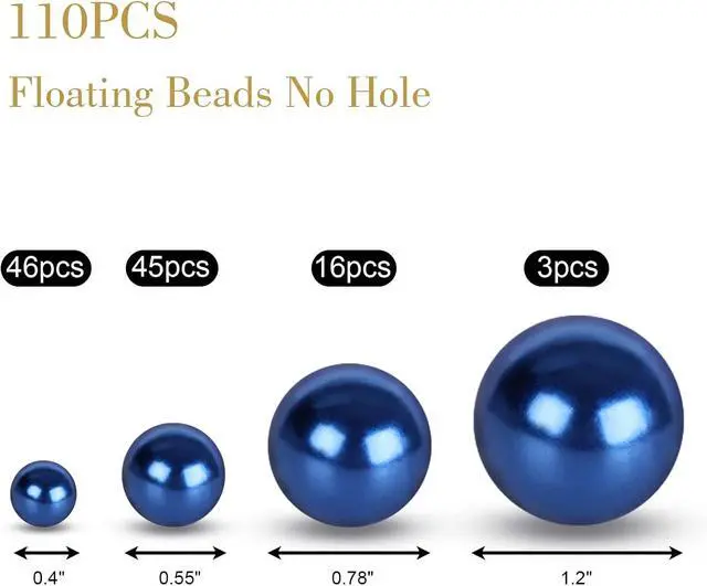 Alt view image 2 of 7 - DOMESTAR 110 PCS Navy Blue Pearl Beads, No Hole Floating Beads for Vase