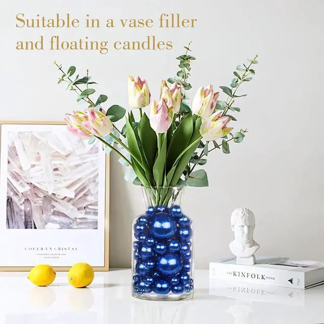 Alt view image 3 of 7 - DOMESTAR 110 PCS Navy Blue Pearl Beads, No Hole Floating Beads for Vase