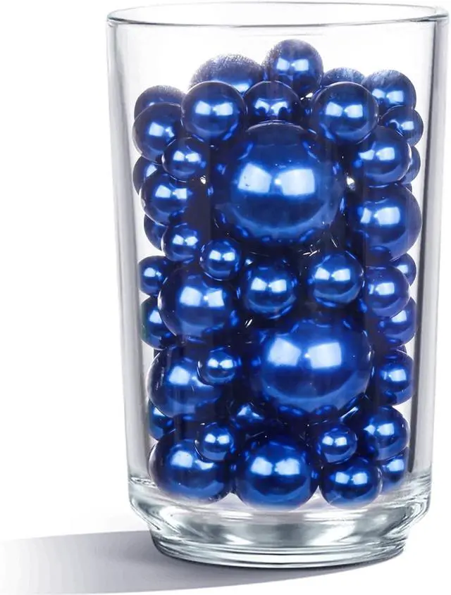 Alt view image 7 of 7 - DOMESTAR 110 PCS Navy Blue Pearl Beads, No Hole Floating Beads for Vase