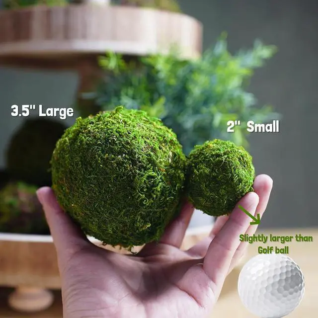 Alt view image 5 of 7 - BYHER Natural Green Moss Decorative Ball,Handmade (2"-Set of 12)