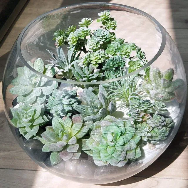 Alt view image 2 of 7 - Supla 11 Pcs Mini Artificial Succulents Picks Unpotted Faux Succulent Assortment in Flocked Green in Different Type Different Size Succulents Echeveria Agave Floral Arrangement Mother Day' s Gift