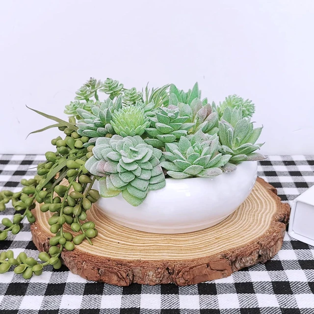 Alt view image 3 of 7 - Supla 11 Pcs Mini Artificial Succulents Picks Unpotted Faux Succulent Assortment in Flocked Green in Different Type Different Size Succulents Echeveria Agave Floral Arrangement Mother Day' s Gift
