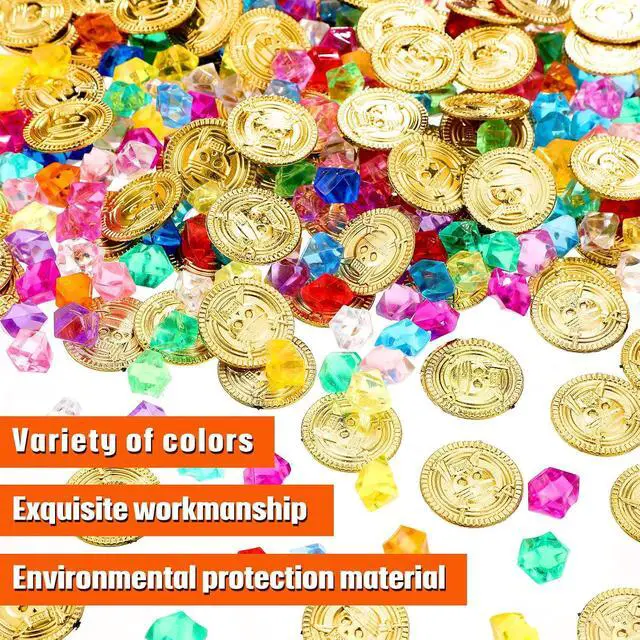 Alt view image 3 of 7 - Skylety 200 Pcs Halloween Pirate Gold Coins Party Decorations