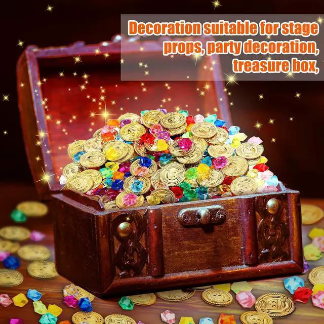 Alt view image 5 of 7 - Skylety 200 Pcs Halloween Pirate Gold Coins Party Decorations