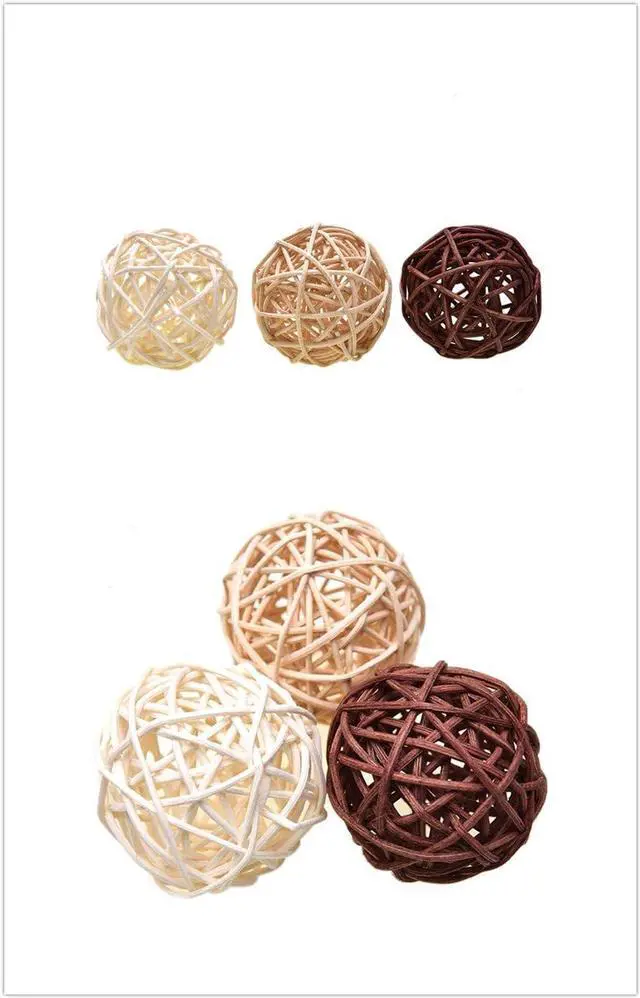 Alt view image 2 of 7 - Natural Decorative Wicker Rattan Balls- Vase Filler, House Ornament, Christmas Tree Garden Wedding Party Coffee Table Decoration,Craft DIY, Parrot, Bird Toys Balls.