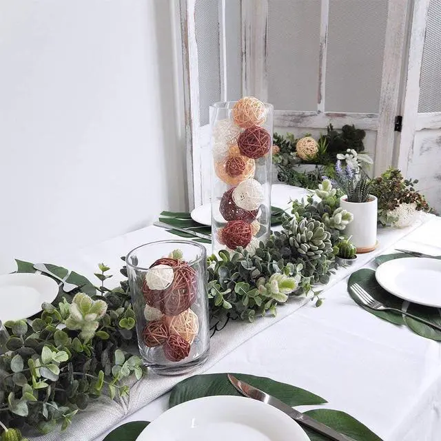 Alt view image 7 of 7 - Natural Decorative Wicker Rattan Balls- Vase Filler, House Ornament, Christmas Tree Garden Wedding Party Coffee Table Decoration,Craft DIY, Parrot, Bird Toys Balls.