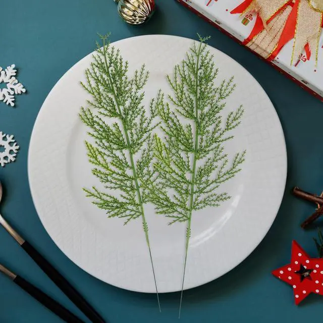 Alt view image 7 of 7 - Hananona 40 Pcs Artificial Cedar Picks Faux Cedar Branches Fake Cypress Stems Plastic Pine Greenery Christmas Picks and Sprays DIY Accessories for Crafts Wreath Holiday Home Decor (40, Green)