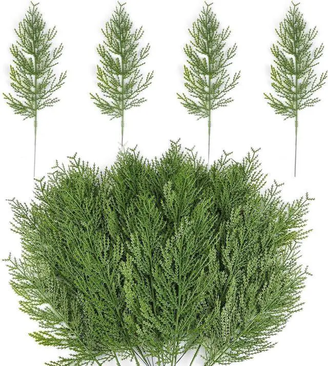 Main image of Hananona Artificial Pine Branches,40 Pcs Christmas Faux Cedar Stems, Artificial Faux Cedar Branches, Fake Christmas Greenery Pine Picks for Wreath Craft DIY Home Kitchen Decorations (40, Green)