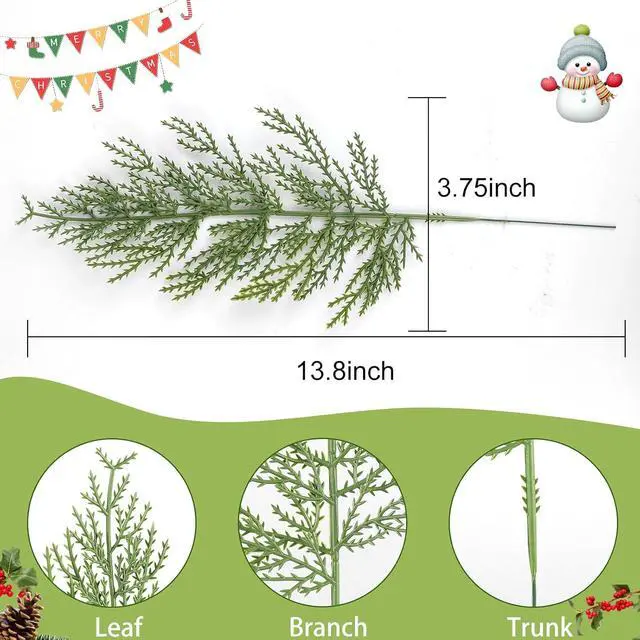 Alt view image 2 of 7 - Hananona Artificial Pine Branches,40 Pcs Christmas Faux Cedar Stems, Artificial Faux Cedar Branches, Fake Christmas Greenery Pine Picks for Wreath Craft DIY Home Kitchen Decorations (40, Green)