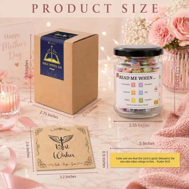 Alt view image 7 of 7 - Bible Verses Jar, 92 Hand-Rolled Bible Scroll, Read Me When Christian Jar, Color Coded KJV Bible Verses, Religious Gifts for Women, Prayer Gifts for Friends, Mom, Sister, Cancer Warriors