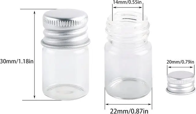 Alt view image 2 of 5 - MaxMau Mini Glass Bottles with Screw Caps 5ml 24 Sets Aluminum Top Metal Lids 5 Milliliter Tiny Vials Small Jars DIY Storage Art Craft Decor