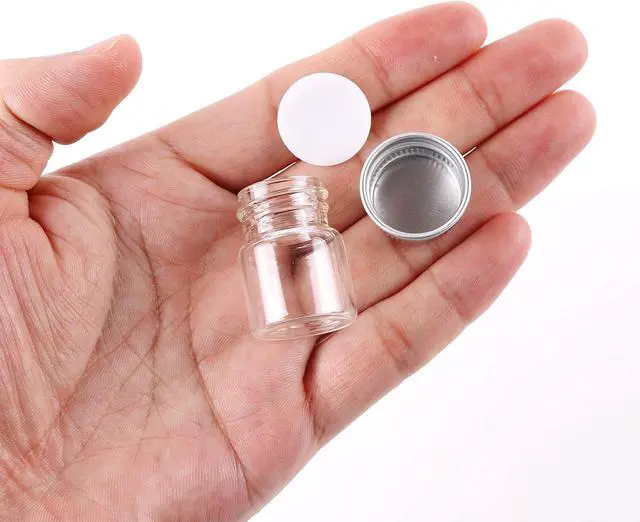 Alt view image 3 of 5 - MaxMau Mini Glass Bottles with Screw Caps 5ml 24 Sets Aluminum Top Metal Lids 5 Milliliter Tiny Vials Small Jars DIY Storage Art Craft Decor