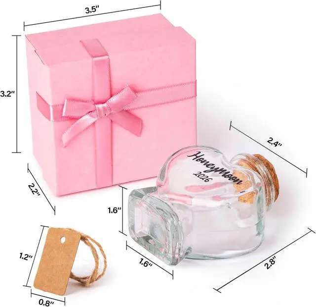 Alt view image 3 of 7 - Honeymoon Sand Keepsake Jar 2026Bridal Shower, Wedding, Engagement, Honeymoon, Travel for Couples, Newlywed, Fiance(Gift Box Includes) - 40ml Heart Shape Glass